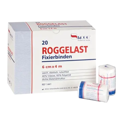 ROGGELAST Fixierbinden 6 cmx4 m in Cellophan