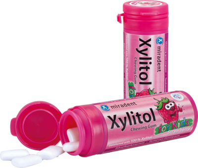 MIRADENT Xylitol Kaugummi Erdbeere