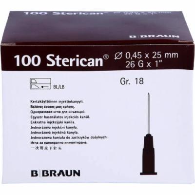 STERICAN Kanülen Luer-Lok 0,45x25 mm Gr.18 braun