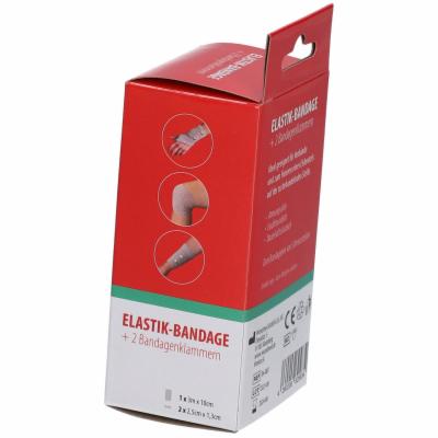 ELASTIK Bandage 10 cmx3 m mit Bandageklammern