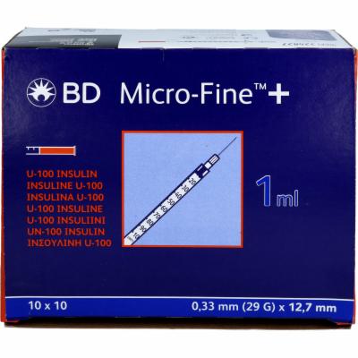 BD MICRO-FINE+ Insulinspr.1 ml U100 0,33x12,7 mm